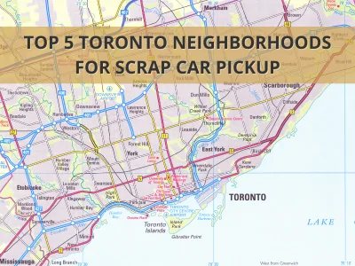 Map showing top Toronto neighborhoods where scrap car pickup is in high demand